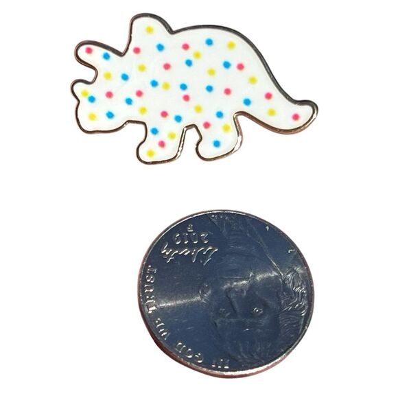 Dinosaur White Frosted Animal Cookie Enamel Pin - Picture 3 of 9